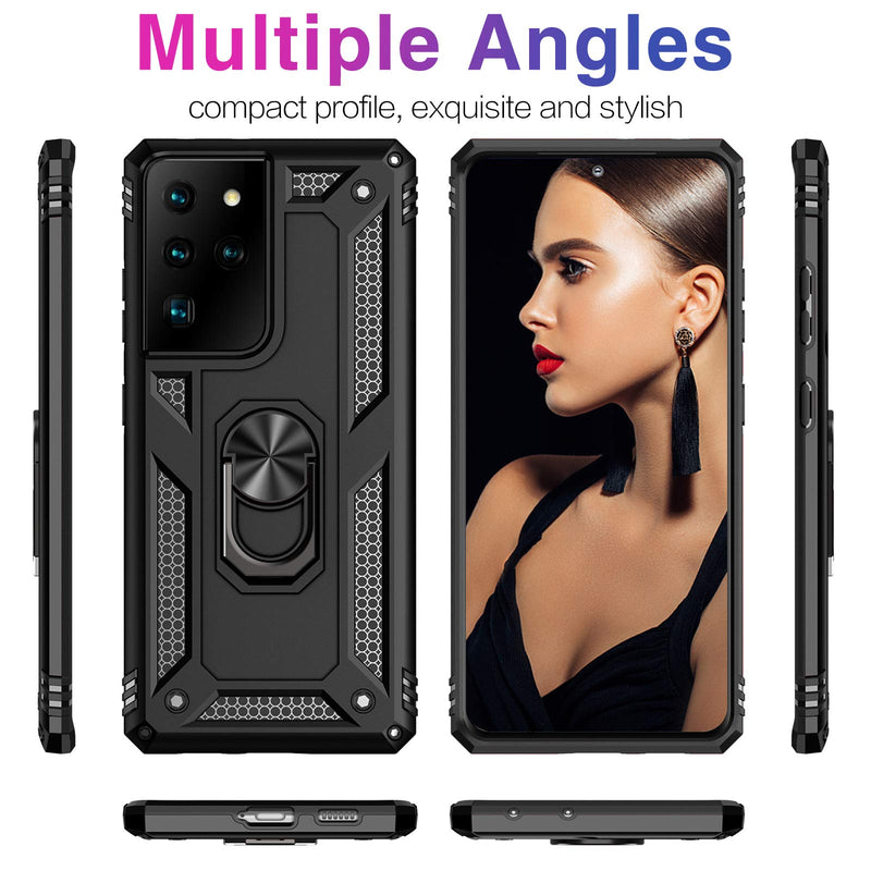 Compatible with Samsung Galaxy S21/S30 Ultra 5G Case Heavy Duty Rugged Hard Armor Military Grade Shockproof Anti-Fall Bumper Cover for Samsung S30 Ultra 5G Cases with Magnetic Ring Kickstand