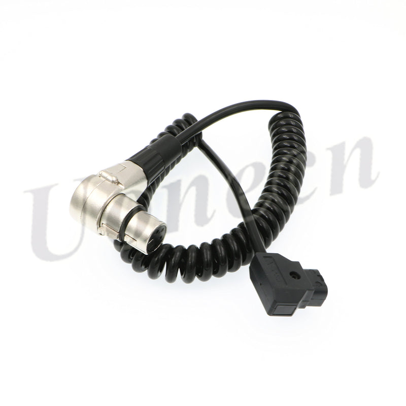ARRI ALEXA Camera cable Right angle 90 Degree XLR 4 pin female to D-tap power spring cable for Supply Battery Adapter