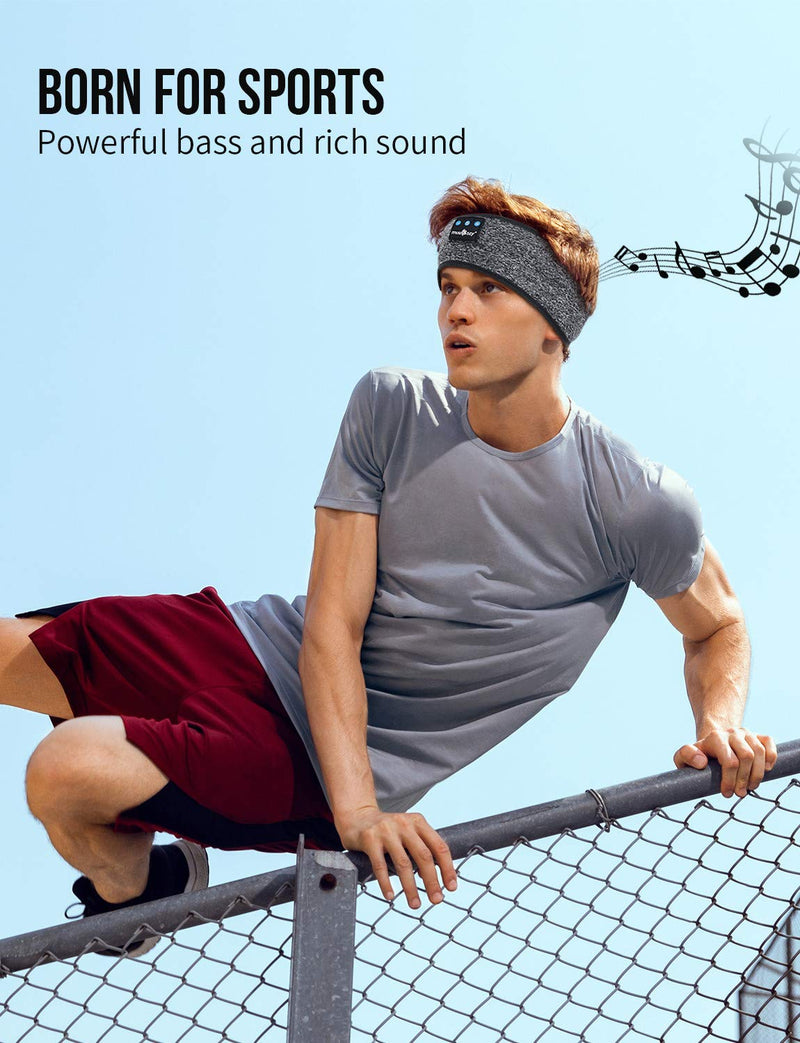 MUSICOZY Sleep Headphones Bluetooth Headband, Wireless Music Sleeping Headphones Sleep Mask Earbuds IPX6 Waterproof for Side Sleepers Workout Running Insomnia Travel Yoga Cool Tech Gadgets Unique Gift 00-Grey