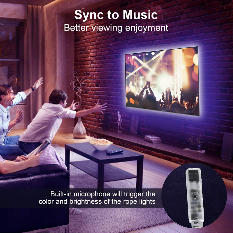 [AUSTRALIA] - TV Led Strip Lights 6.56ft Sync to Music, Maxcio Color Changing USB TV Led Backlight with Remote 5050 RGB 16 Colors IP65 Waterproof Rope Lights for 40-60 in TV, Computer 