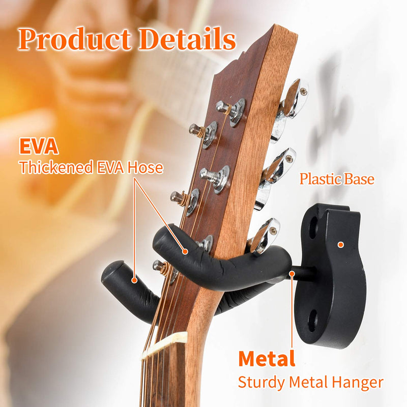 Guitar Hanger Guitar Wall Mount Holder Hook Stand, String instruments Wall Rack Bracket Hangers for Acoustic Electric Bass Classical Guitars and Ukulele