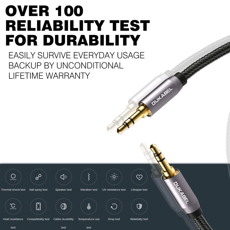 DUKABEL Top Series 3.5mm AUX Cable Lossless Audio Gold-Plated Auxiliary Audio Cable Nylon Braided Male to Male Stereo Audio AUX Cord Car Headphones Phones Speakers Home Stereos (4 Feet (1.2 Meters)) 4 Feet / 1.2 Meters