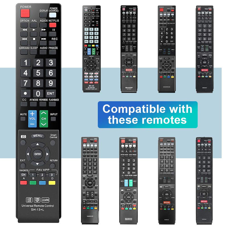 Gvirtue Universal Remote Control Compatible Replacement for Sharp AQUOS Smart TV/ HDTV/ 3D/ LCD/ LED, GB004WJSA GA935WJSA GB004WJSA GJ221-C GB118WJSA