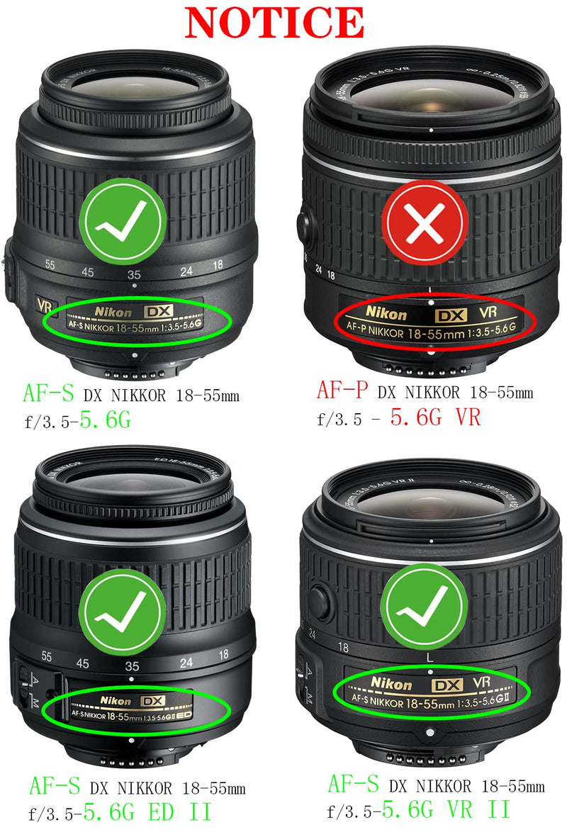 52mm Lens Cap Compatible for Nikon AF-S(Not AF-P) DX 18-55mm f3.5-5.6G ED/VR/VR II,AF(Not AF-S) Nikkor 50mm f/1.8D,AF(Not AF-S) 50mm f/1.4D[2 Pack]
