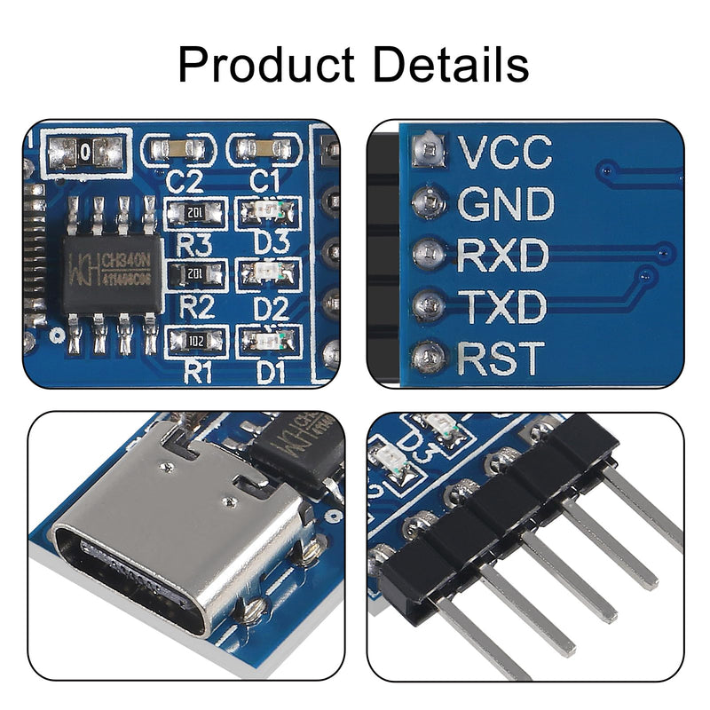 D-FLIFE 4pcs Type C USB to TTL Serial Port ch340n Module Upgrade MCU Download Brush line