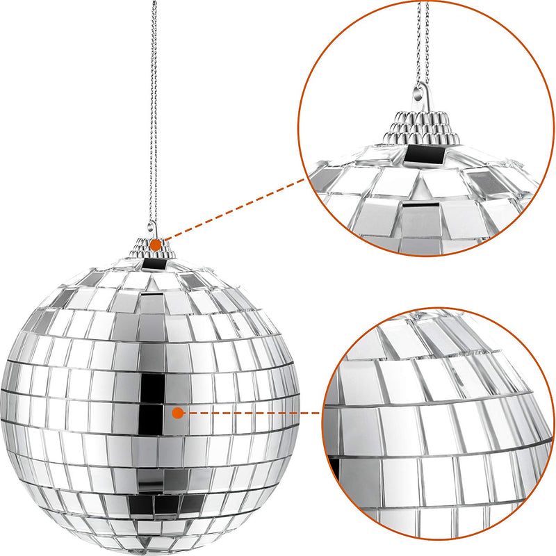 [AUSTRALIA] - 2 Pieces Mirror Disco Ball, 70's Disco Party Decoration, Hanging Ball for Party or DJ Light Effect, Home Decorations, Stage Props, Game Accessories (Silver, 4 Inch) 
