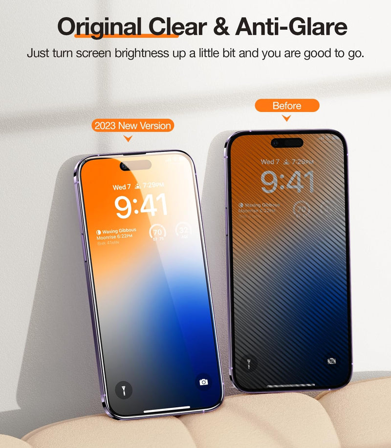 TORRAS Stealth iPhone 14 Pro Privacy Screen Protector with Optimal 25° Anti Spy Angle [Anti-Glare] Shatterproof Tempered Glass, EasyAlign Installation, 2 Pack