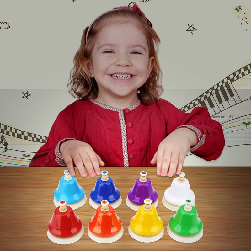 Hand Bell Set, 8 Note Diatonic Metal Bells, Musical Bells for Kids, Children and Toddles