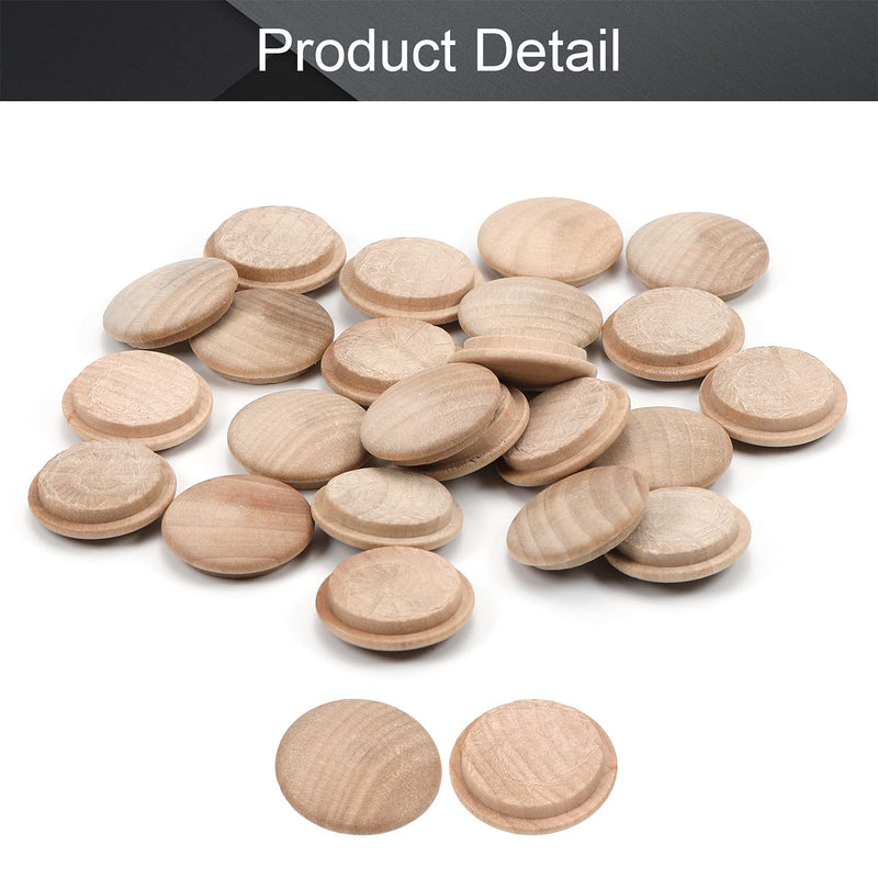 MroMax 50Pcs Round Wood Button Plugs 0.98" Dia Cherry Hardwood Furniture Buttons Caps 25mm Wooden Screw Covers for Screw Holes Craft Furniture Decoration Woodworking