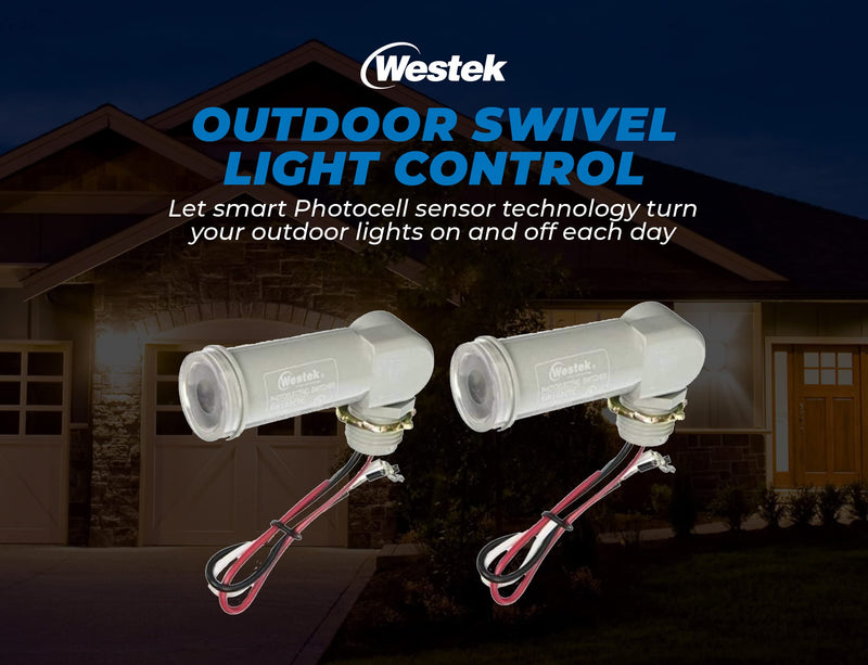 Westek Outdoor Swivel Light Control with Photocell Sensor (SW103T), 2 Pack – Dusk to Dawn Outdoor Light Control, Weather Resistant – Ideal for Lampposts and Porch Lights