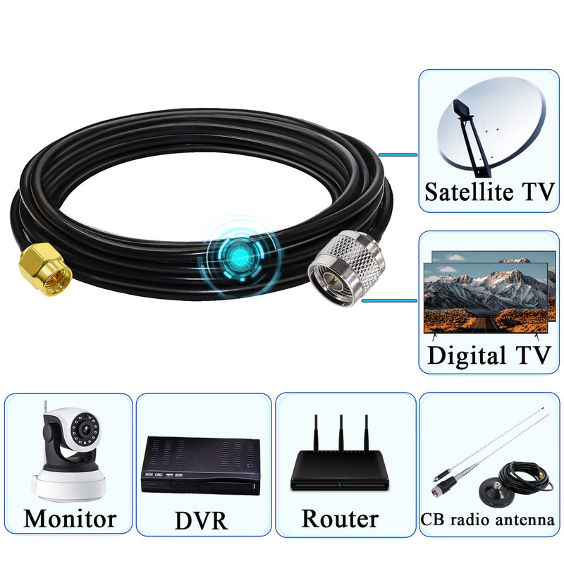 [AUSTRALIA] - N SMA Cable TUOLNK SMA Male to N Male Extension Cable RG58 Antenna Pigtail Low Loss 50ohm SMA Male N Male Coaxial Cable for Wi-Fi Radios GPS Antenna 16.4ft(5M) 