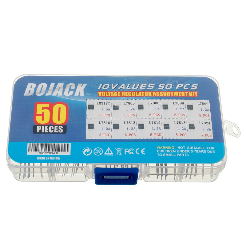 BOJACK 10 Values 50 Pcs LM317 L7805 L7806 L7808 L7809 L7810 L7812 L7815 L7818 L7824 TO-220 Package High Current Positive Voltage Regulator Assortment Kit