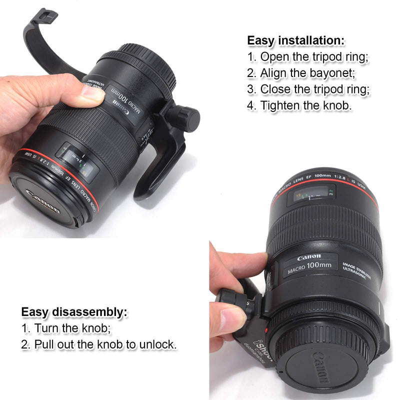 [AUSTRALIA] - Tripod Mount Ring, iShoot Lens Collar Support Compatible with Canon EF 100mm f/2.8L Macro IS USM Lens (Replace Canon Tripod Mount Ring D), Built-in ARCA Type Camera Quick Release Plate for Tripod Head 