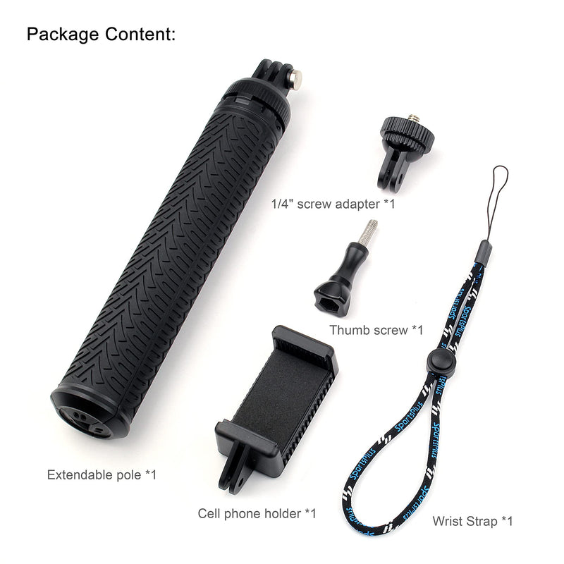 YALLSAME Aluminum Selfie Stick for GoPro Hero 10 9 8 7 6 5 4 3 Max Fusion Session AKASO SJCAM DJI OSMO Action Camera Used as Extendable Telescoping Monopod Pole Hand Grip Tripod Stand Selfie Stick Monopod