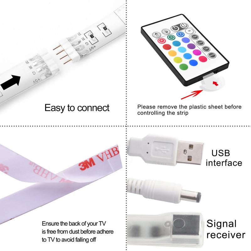 [AUSTRALIA] - TV Bias Lighting,LED Strip Light USB Powered for 55 to 60 Inches HDTV, TV Backlight Kit with 24keys Remote 20 Color Options and Dimmable LED Lights (55-60) 55-60 