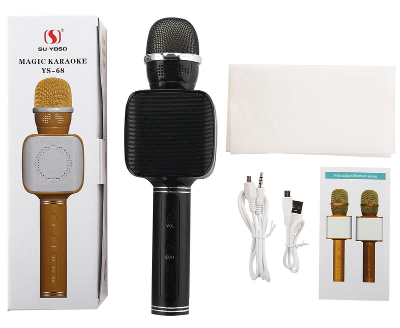 [AUSTRALIA] - Lightweight Microphone Karaoke Bluetooth Microphone Flashing Lights Aluminum Alloy USB/TF Kids Microphone Karaoke Machine for iPhone/Android/iPad/Sony PC and All Smartphone (Black) 68 Black 