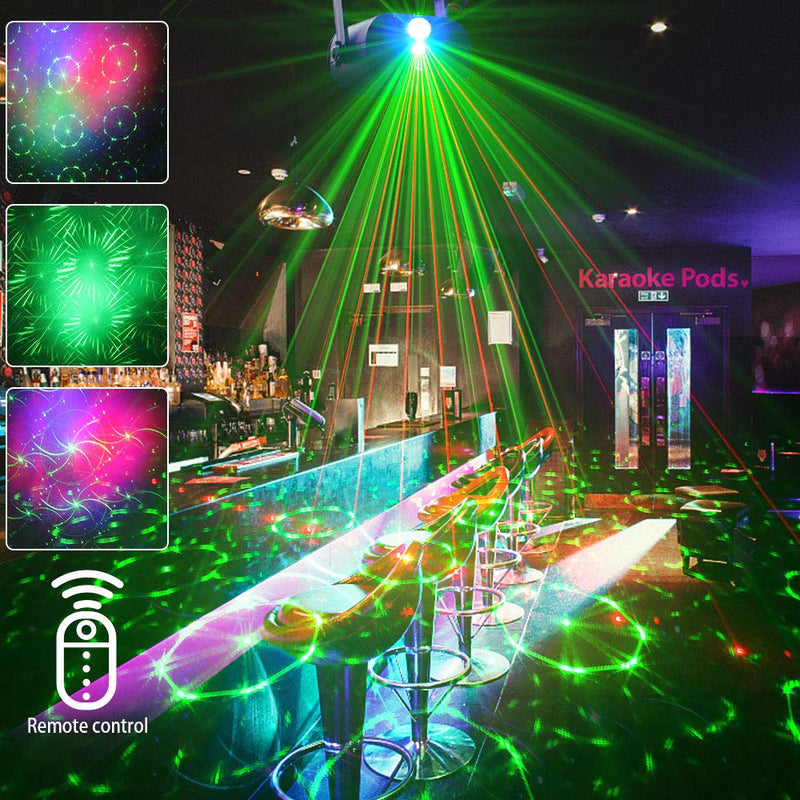 Party Lights DJ Disco Lights, Sound Activated Stage Lights Multiple Patterns Projector with Remote Control for Party Birthday Wedding Karaoke KTV Bar Decorations Gift Holiday Light Show