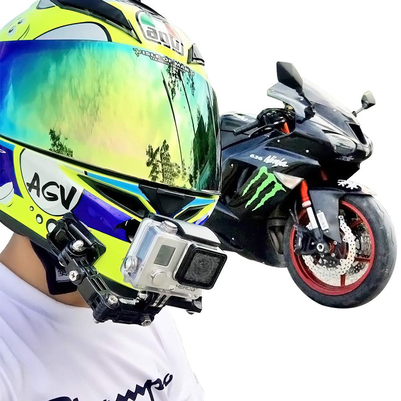 SUREWO Motorcycle Helmet Chin Mount Kits Compatible with GoPro Hero 10 9 8 7 6 5 Black,DJI Osmo Action 2/AKASO/Campark/YI Action Camera,Insta360 Camera and More