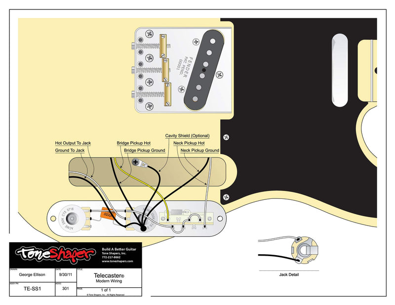 ToneShaper Guitar Wiring Kit, For Fender Telecaster, SS1 (Modern Wiring)