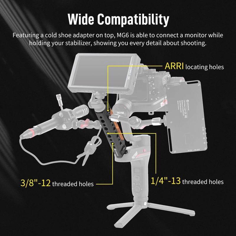 ZHIYUN WEEBILL S Gimbal Handle, Burmese Rosewood Grip with 1/4", 3/8", ARRI Locating Holes and Cold Shoe for Mounting，Moman MG6, Zhiyun-Weebill-s-Gimbal-Handle-handgrip A1