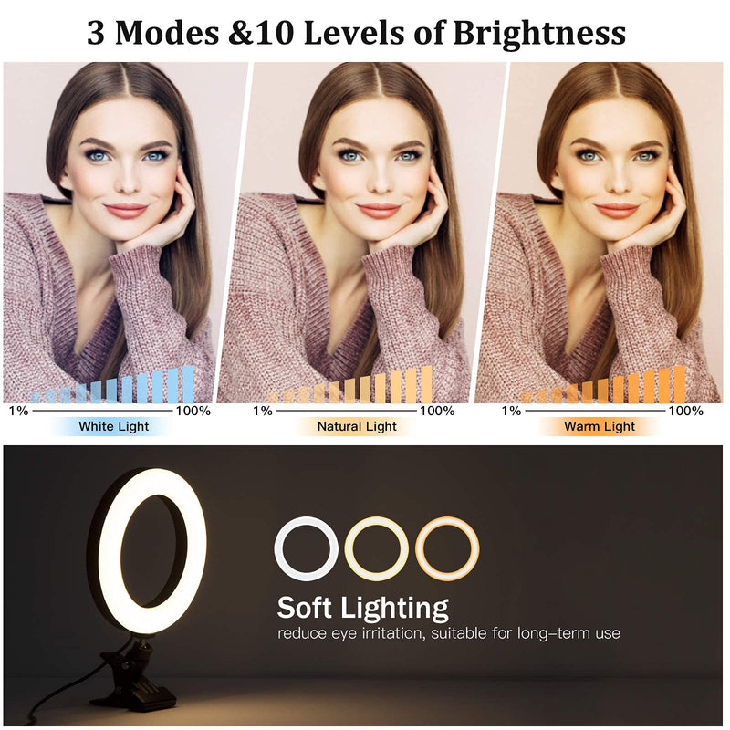 Video Conference Lighting Kit, Dimmable Led Ring Lights Clip on Laptop Monitor for Recording,Photo,Makeup,Live Stream,Zoom Meeting,Video Call, Webcam Chat