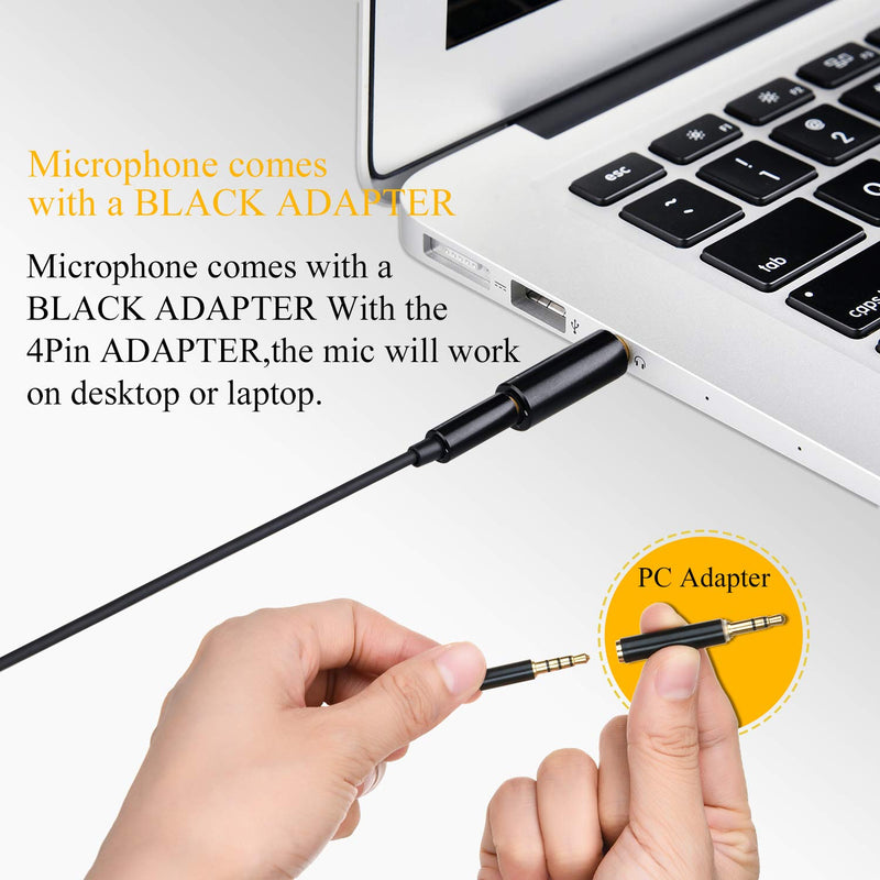 [AUSTRALIA] - MACTREM Lavalier Lapel Microphone, 3.5 MM Shirt Mic Compatible iPhone iPad Mac Android Smartphones and Computer, Clip on Microphone for YouTube, Interview, Studio, Video, Recording 