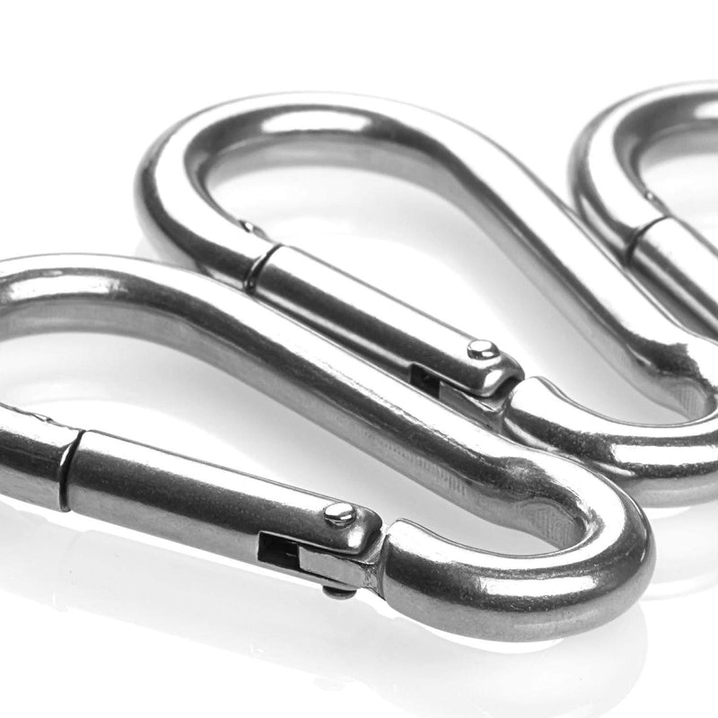 ASelected 15 Pack Spring Snap Hook Carabiner Stainless Steel 304 Screw Lock Silver Quick Link Clip Keychain for Camping, Hiking, Outdoor and Gym, Small M6 Carabiners for Dog Leash & Harness, Sliver