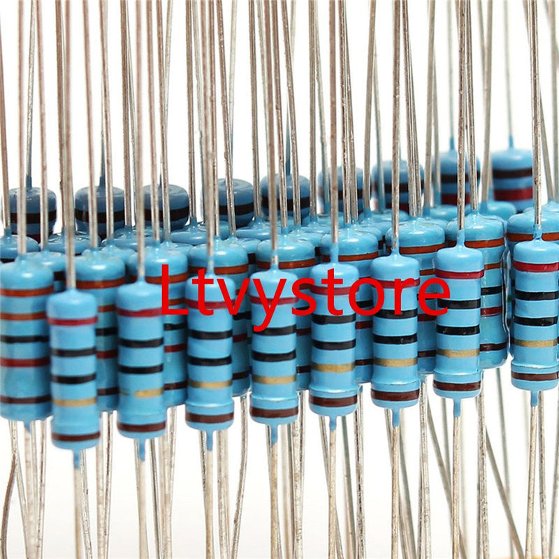 Ltvystore Metal Film Resistor Kit 1W, 1 Ohm - 1M Ohm Resistors Assorted 1 Watt 1%, Premium Compatible Arduino Resistor Assortment Pack 50 Value, Pack of 500
