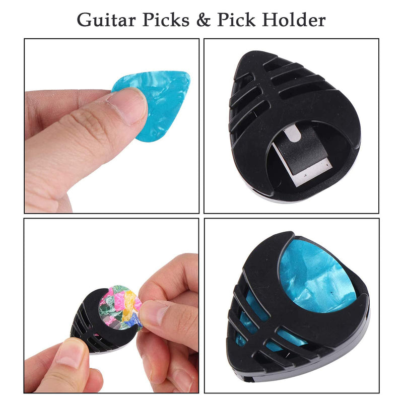 13 PCS Guitar Accessories Kit for Acoustic Guitar Including Guitar Capo, Tuner, Picks, Pick Holder, String Winder and Finger Protector 13 PCS