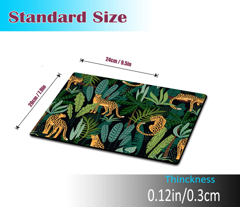 Mouse pad Leopard Mousepad Plants Office Decor for Women Men Desk Accessories Leopards and Tropical Leaves Mouse pad Gift for Coworker Non-Slip Comfortable Customized Computer Mouse Pad F Leopard