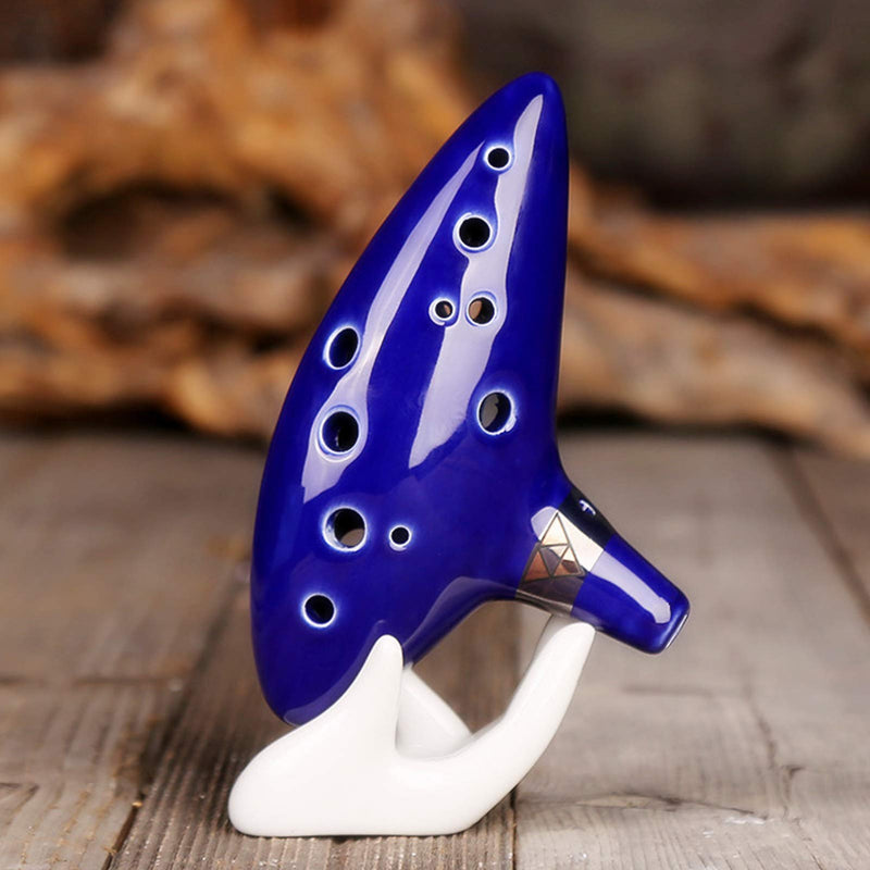 Aovoa Legend of Zelda Ocarina 12 Hole Alto C with Getting Started Guide Display Stand and Protective Bag BLUE NEW