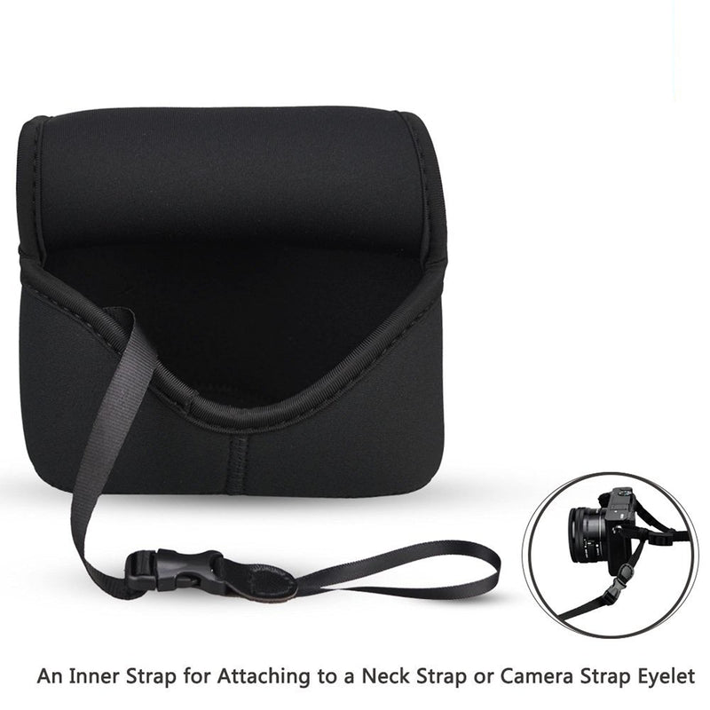 JJC Soft Neoprene Digital Camera Case Pouch Compact Bag Protector with Anti-Lost Inner Strap for Sony ZV-E10 A6500 A6400 A6300 A6100 A6000 A5500 A5100 with E 16-50mm Lens