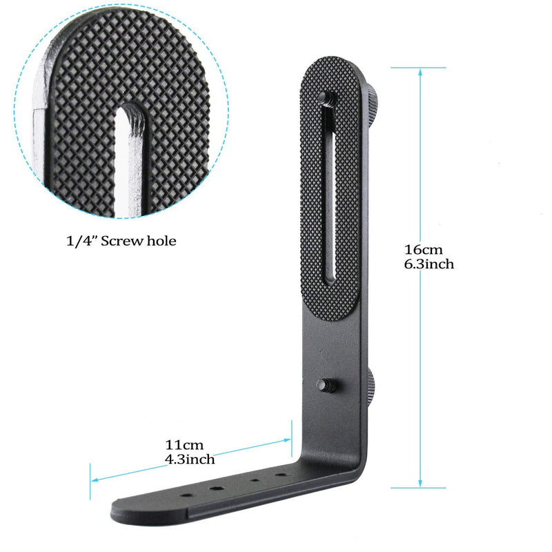 EXMAX® Metal Aluminum Alloy L-Shape Camera Flash Bracket Flashlight Camera Holder Mount Quick Flip DSLR SLR