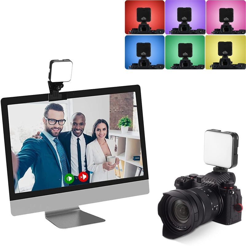 Video Conference Lighting, 6 RGB LED Video Light with Clip, (Black)