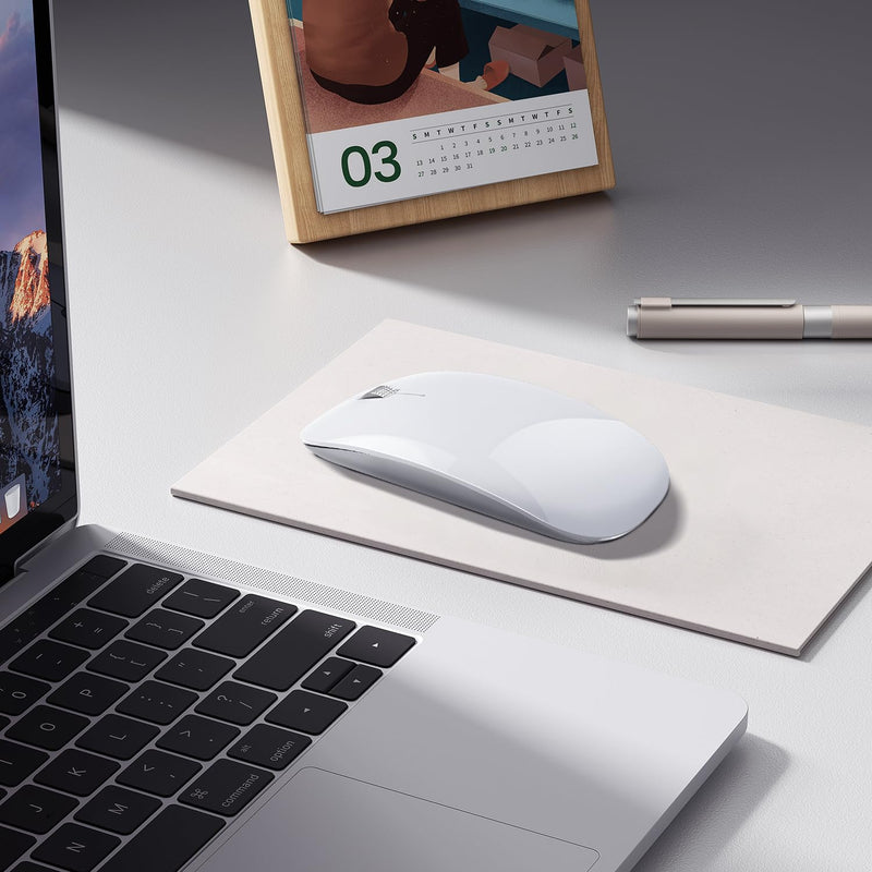 Uiosmuph Wireless Mouse, USB C Rechargeable Computer Mouse, Slim Silent Mice 2.4GHz Optical with USB Nano Receiver and Type C Receiver for Laptop/Mac/PC White