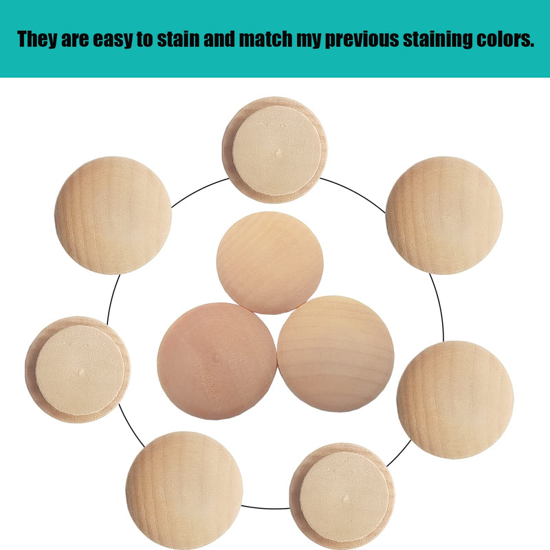 DGZ Store Wood Button Top Plugs 25mm/1inch Wood Plugs Hardwood, Screw Plug Wooden Hole Plugs Wood Caps Wood Screwfor Screw Holes Craft Furniture Woodworking (30x25mm Pack of 50), Natural Wood