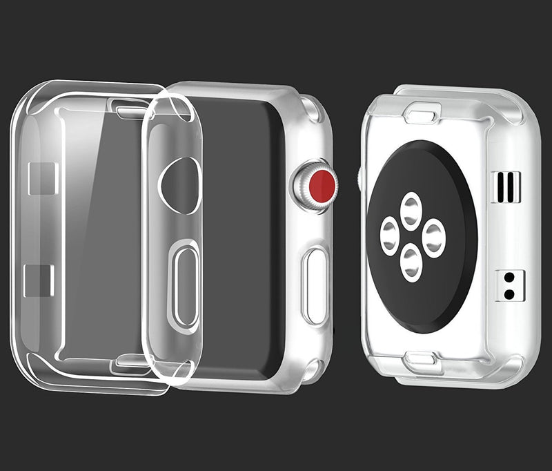 Josi Minea x2 Pcs iWatch Protective Snap-On Case with Built-in [ Clear ] Screen Protector - Anti-Scratch & Shockproof Thin Cover HD Shield Compatible with Apple Watch Series 5 & 4 [ 2 Pack - 44mm ]