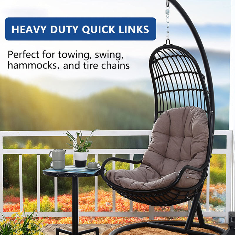 Heavy-Duty Chain Hooks Quick Links - 304 Stainless Steel Locking Carabiner Anti-Rust Chain Connector Quick Link for Towing,Swing,Shade Sail,Bird Toys,Capacity 648lb(M6 6pack) M6