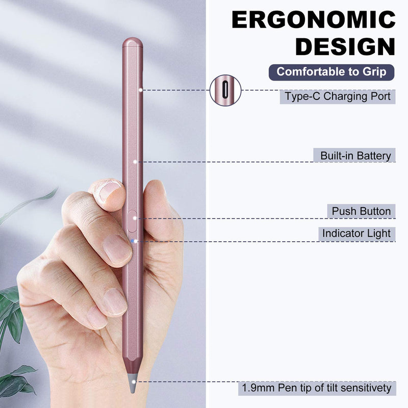 TiMOVO Stylus Pencil for iPad with Palm Rejection, Aple iPad Pencil 2nd Gen for iPad Pro 11/12.9 Inch (2018-2021), iPad 8/7/6th Gen, iPad Air 4th/Air 3rd, iPad Mini 5th, Magnetic Design, Rose Gold