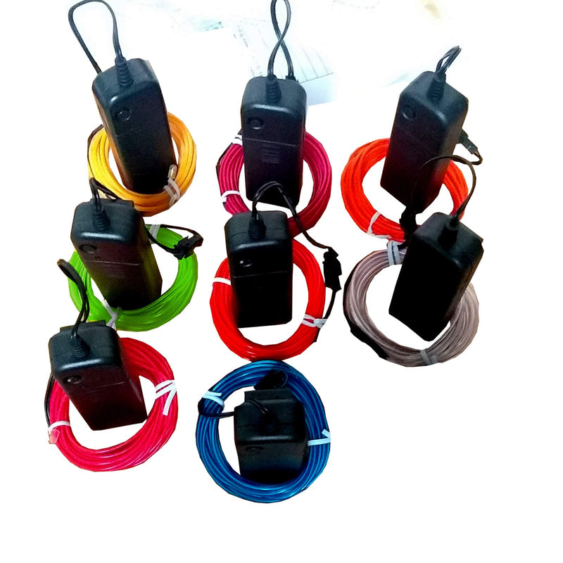 [AUSTRALIA] - JYtrend 15ft Neon Light El Wire with Battery Pack (8 Pack - Blue, Green, Red, White, Orange, Purple, Pink, Yellow) 