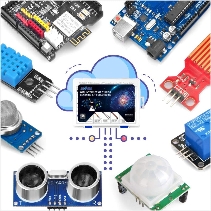 OSOYOO WiFi Internet of Things Learning Kit for Arduino | Include ESP8266 WiFi Shiled | Smart IOT Mechanical DIY Coding for Kids Teens Adults Programming Learning How to Code