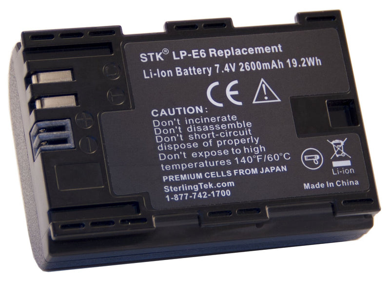 STK LP-E6 Battery for Canon 5D Mark II III and IV, 70D, 5Ds, 6D, 5Ds, 80D, 7D, 60D, 5Ds R DSLR Cameras BG-E14, BG-E13, BG-E11, BG-E9, BG-E7, BG-E6 Grips