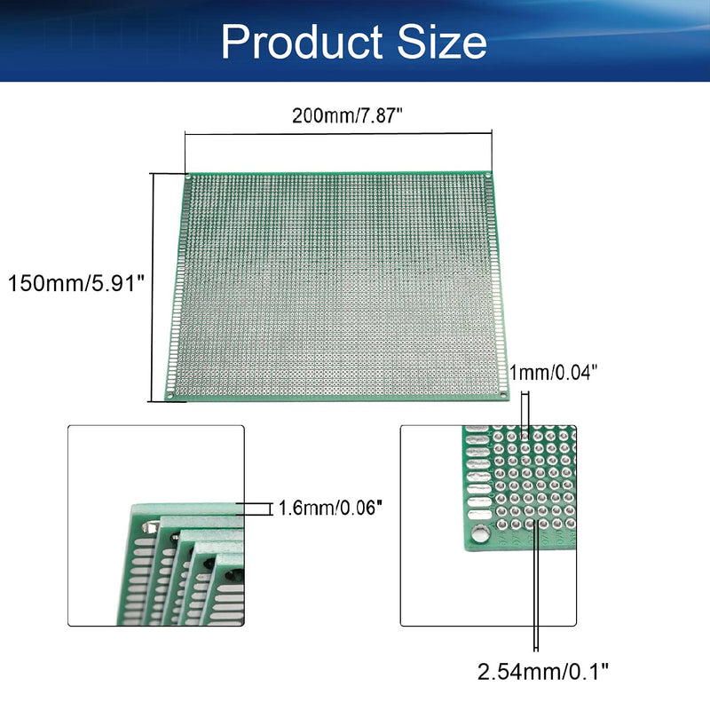 Heyiarbeit 5Pcs 15x20cm Double Sided PCB Board Tinned Through Holes Universal Printed Circuit Proto Board for DIY Soldering Electronic Projects Practice Test Circuit