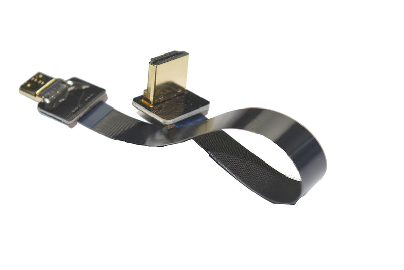 Short Flat Slim Thin HDMI Mini FPV HDMI Cable Mini HDMI Male to Standard HDMI 90 Degree Compatible with Canon 5D3 5D2 Panasonic lumix GH3 GH2 Sony nex 5N 5T 5R 7N DJI Drone Gimbal (10CM) 3.94inches-Mini-Standard 10CM