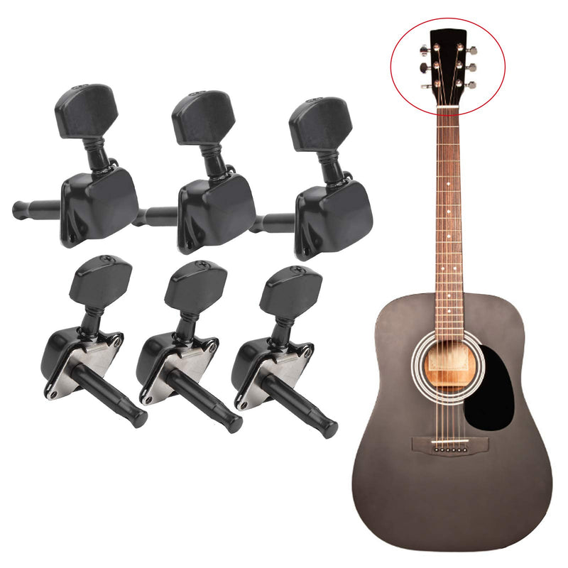 Metal Tuning Pegs, Stable Guitar Tuning Keys, for Folk Guitar Replacement(black) black