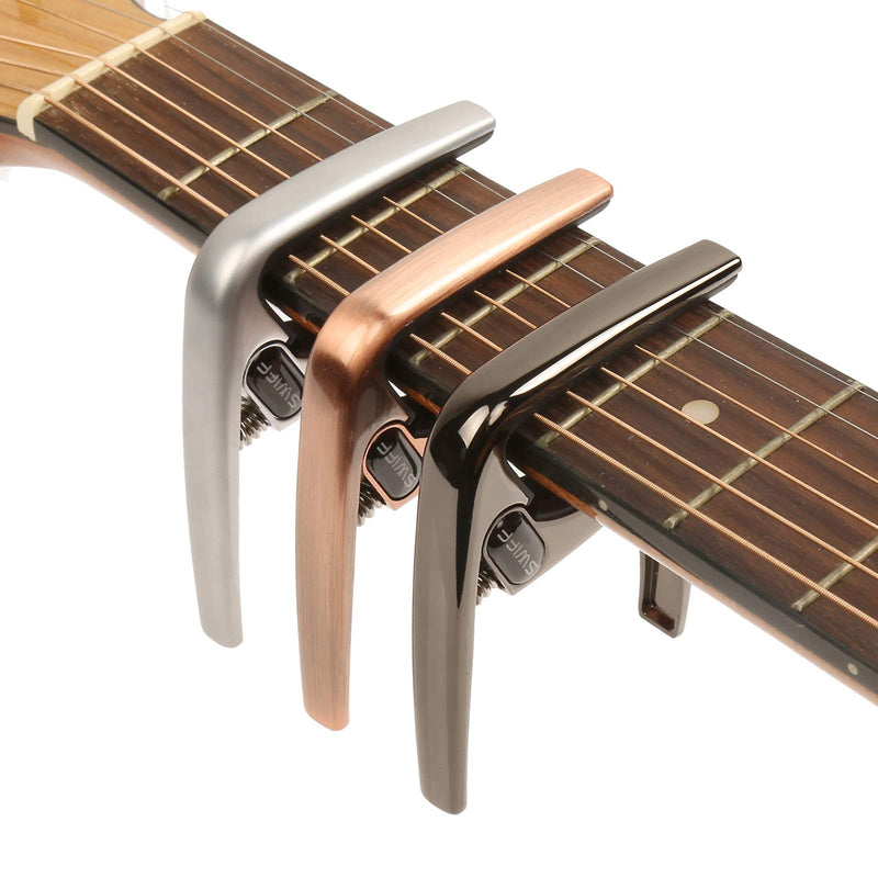 SWIFF Deluxe Guitar Capo for Acoustic and Electric Guitars, Ukulele, Banjo, Mandolin, Bass Quick Change Capo for 6 String Instruments (Brush Copper) Brush Copper