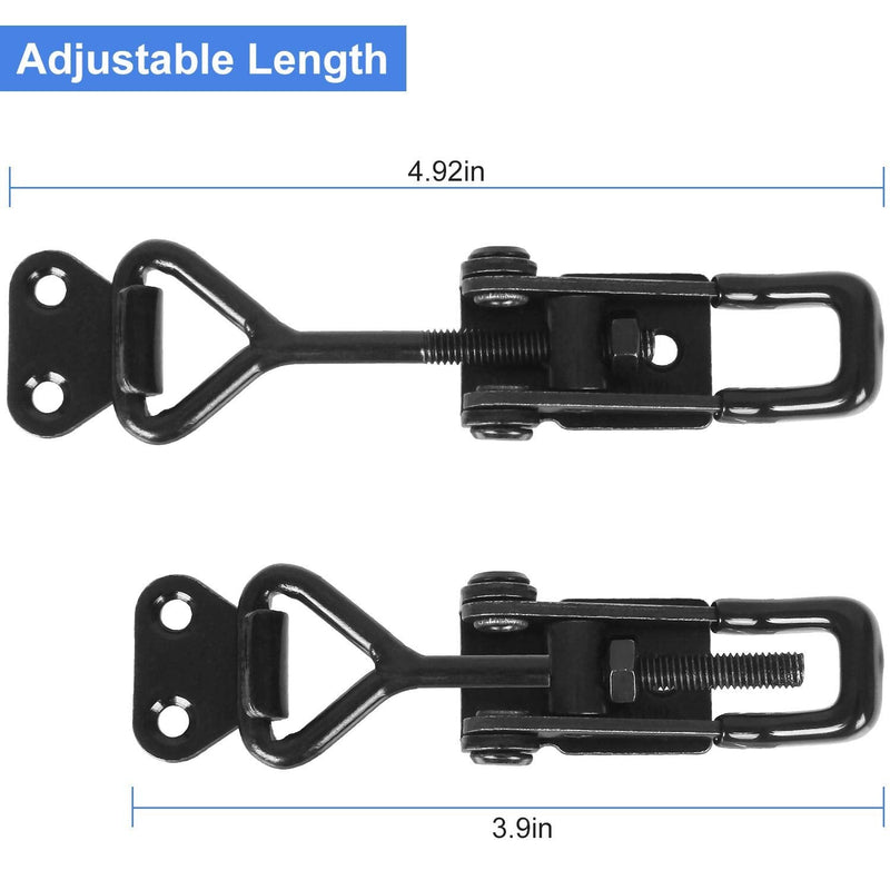 Black Toggle Latch Clamp, 6Pcs Heavy Duty Adjustable Toggle Clamp, 550lbs Holding Capacity Smoker Door Latch, Metal Pull Latch for Box, Gate, Cabinet, Case