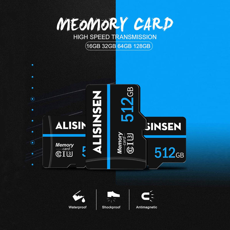 Micro SD Card 512GB SD Memory Card with a SD Card Adapter,Class 10 TF Memory Card 512GB High Speed for Smart-Phone,Camera,PC,Mac