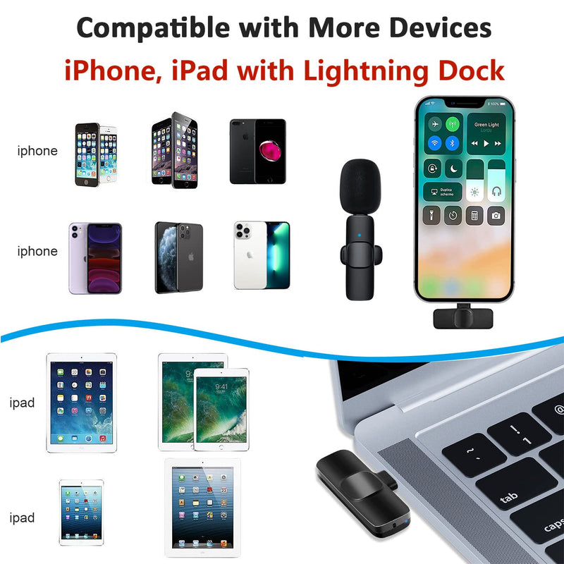 [AUSTRALIA] - Professional Wireless Lavalier Lapel Microphone for iPhone, iPad - Cordless Omnidirectional Condenser Recording Mic for Interview Video Podcast Vlog YouTube 