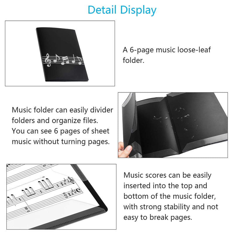 LAMEK Music Folder A4 Sheet Music Display Folder 4-Sided Unfolding File Holder for Piano Guitar Violin Paper Document Music Lovers Students Use B